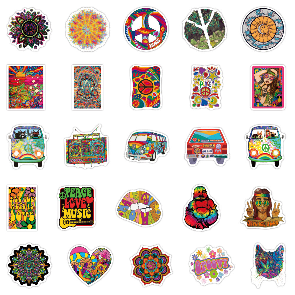 50 Hippie Stickers